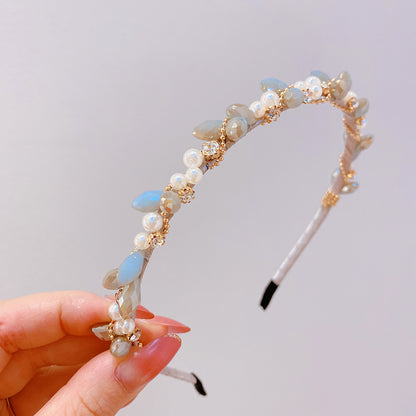 Fresh and sweet girly crystal pearl headband