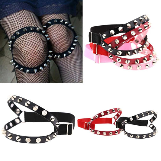 Sexy Decorative Punk Hip Hop Leather Double Row Rivet Garter Belt