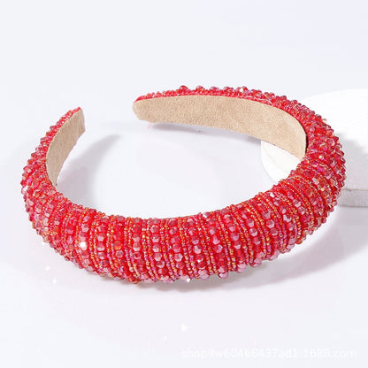 Simple pearl red thin sponge headband