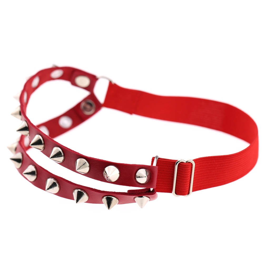 Sexy Decorative Punk Hip Hop Leather Double Row Rivet Garter Belt