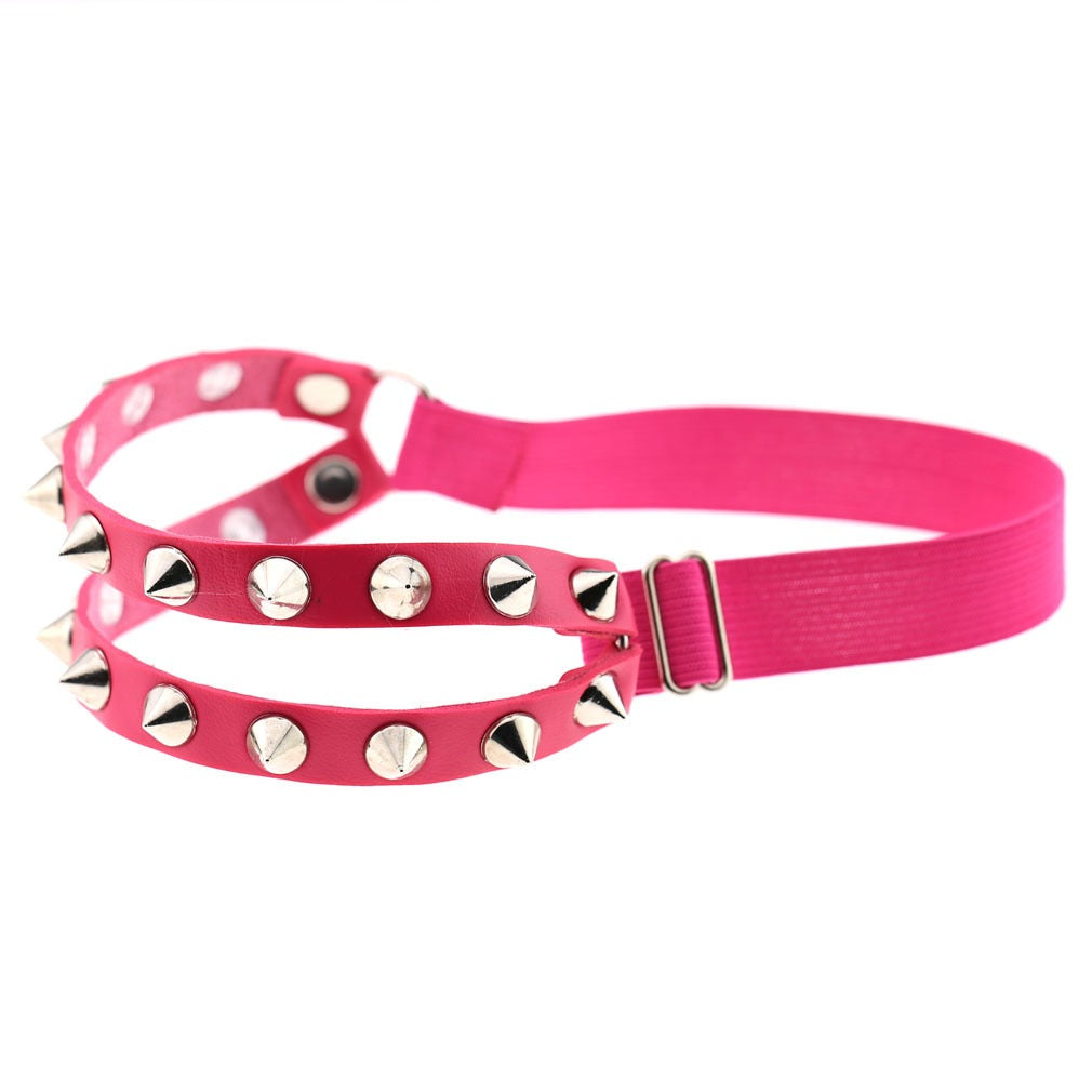 Sexy Decorative Punk Hip Hop Leather Double Row Rivet Garter Belt