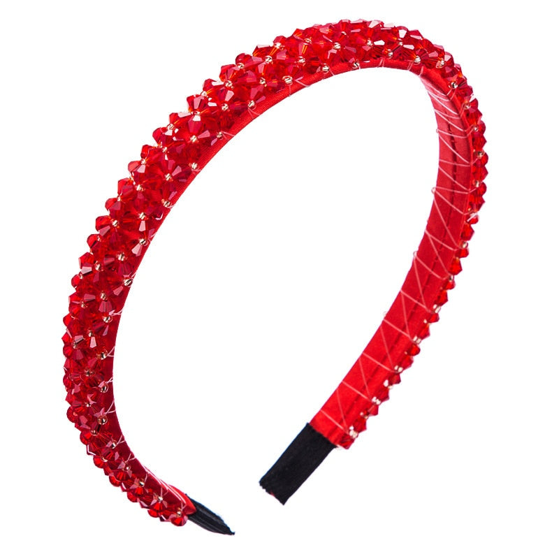 Simple pearl red thin sponge headband