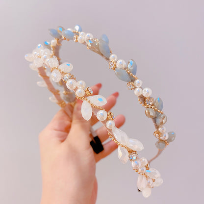 Fresh and sweet girly crystal pearl headband