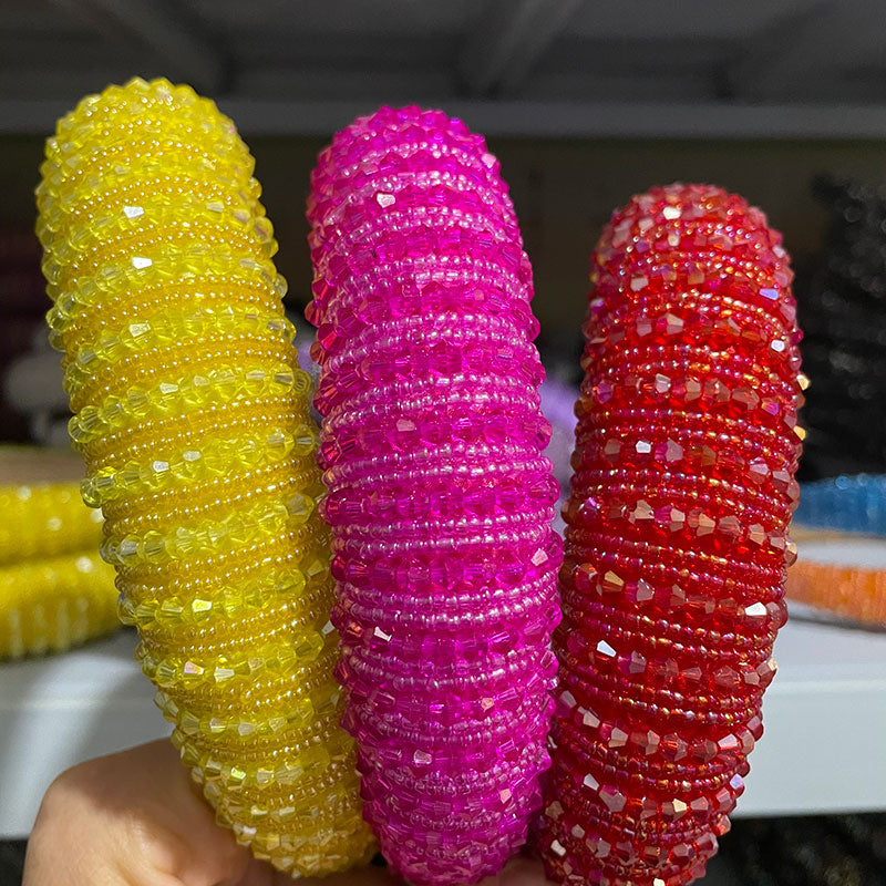 Simple pearl red thin sponge headband