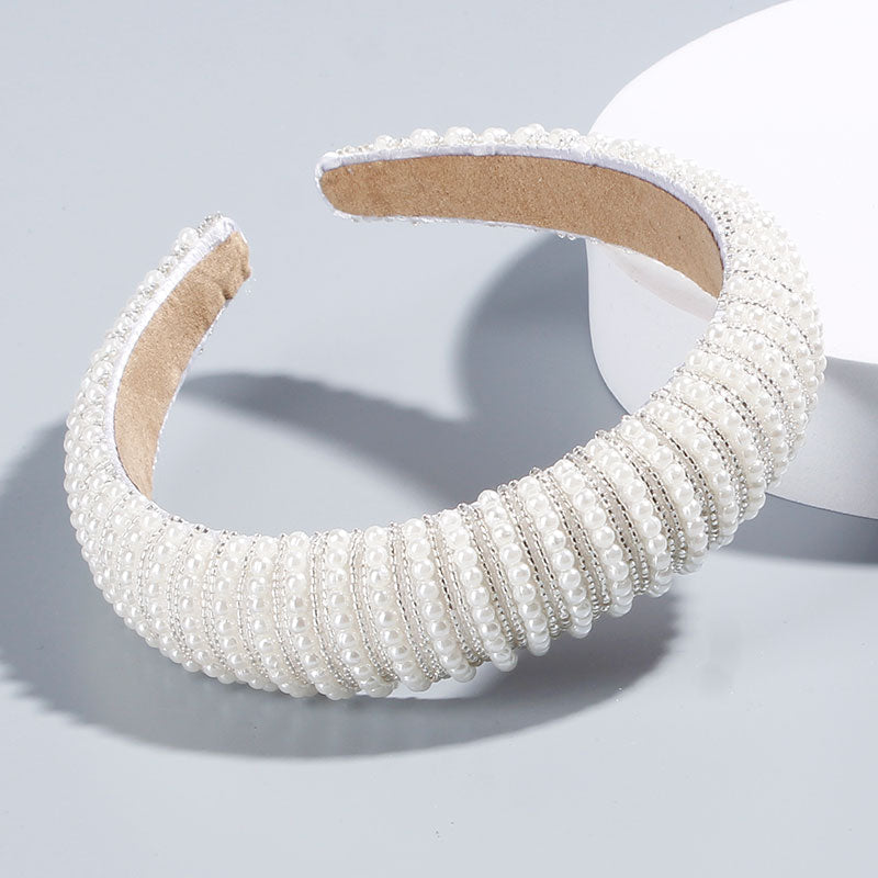 Simple pearl red thin sponge headband