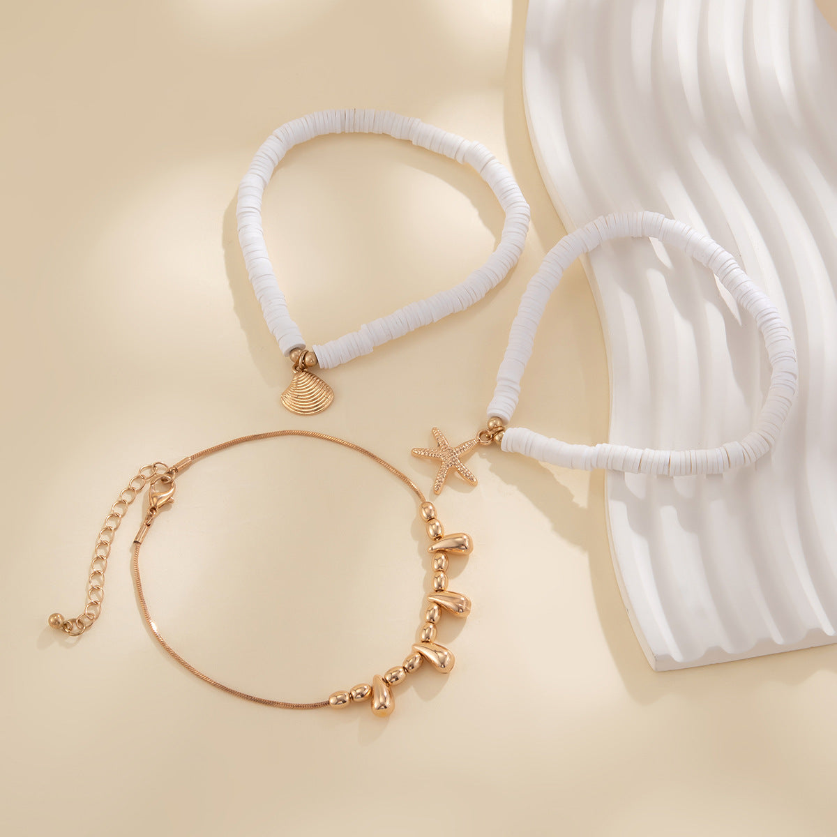 Beach multi-layer starfish soft ceramic anklet