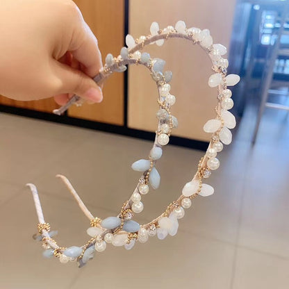Fresh and sweet girly crystal pearl headband